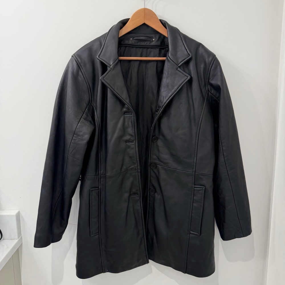 Vintage Women’s 90s Black Genuine Soft Leather Jacket, Size XL/XXL